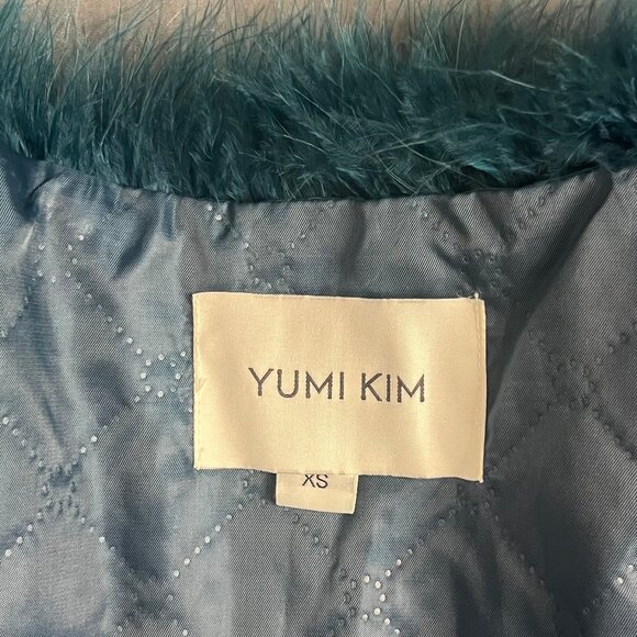 Yumi Kim Away We Go Jacket Womens Size XS Fur Feather Cropped Event Holiday Ink - Picture 3 of 8